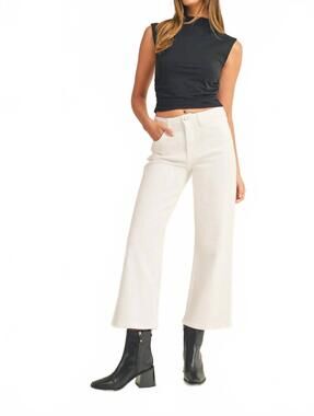 NEW JUST BLACK DENIM slim wide leg jeans in optic white